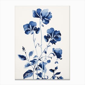 Blue Botanical Sweet Pea 2 Canvas Print