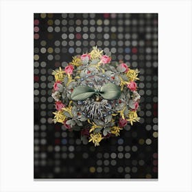 Vintage Massonia Pustulata Flower Wreath on Dot Bokeh Pattern n.0143 Canvas Print