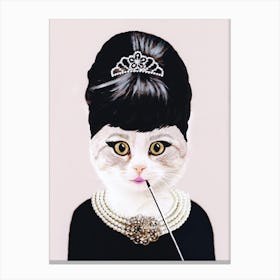 Audrey Hepburn Cat Canvas Print