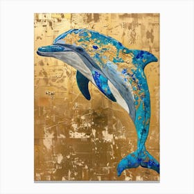 Dolphin Gold Effect Collage 4 Canvas Print