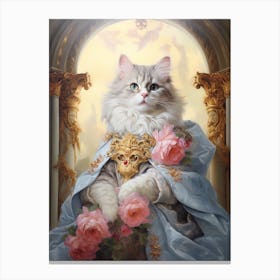 White Cat Under A Marble Archyway Canvas Print