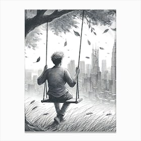 Moody Man on Swing Sketch 9 Canvas Print