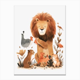 African Lion Interaction With Other Wildlife Clipart 1 Canvas Print