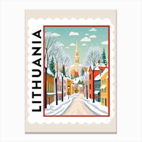 Retro Winter Stamp Poster Vilnius Lithuania 2 Canvas Print