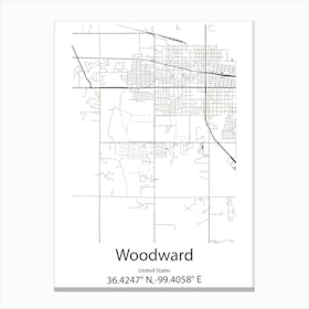 Woodward,United States Minimalist Map Stampe su tela