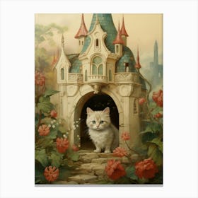 Cat & A Castle Rococo Style 3 Canvas Print