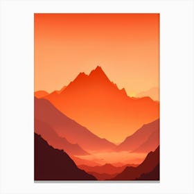 Misty Mountains Vertical Composition In Orange Tone 77 Canvas Print