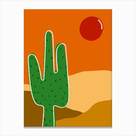 Wild West Art With Cactus and Western Texas Style Canvas Print