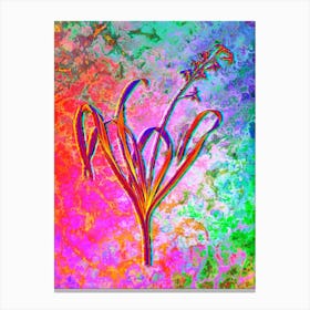 Dutch Hyacinth Botanical in Acid Neon Pink Green and Blue Canvas Print