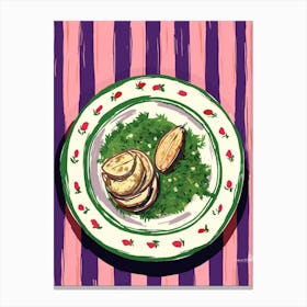 A Plate Of Figs, Top View Food Illustration 4 Canvas Print