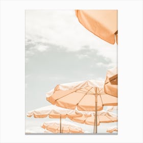 Peach Beach Umbrellas Canvas Print