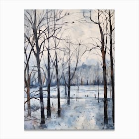 Winter City Park Painting Stanley Park Blackpool United Kingdom 1 Canvas Print