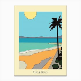 Poster Of Minimal Design Style Of Miami Beach, Usa 4 Canvas Print