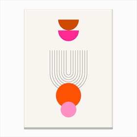 Mid Century Modern | 03 - Pink And Orange Geometric Arch Canvas Print