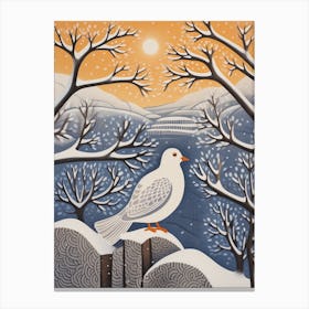 Winter Bird Painting Dove 1 Canvas Print