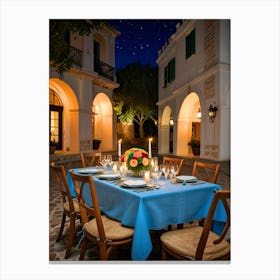 Table Setting At Night Canvas Print