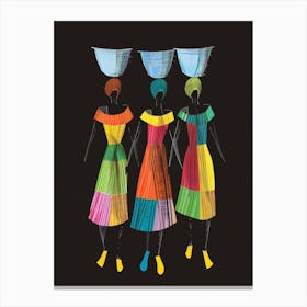 Three Women With Baskets Canvas Print