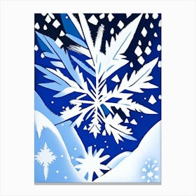 Snowfall, Snowflakes, Blue & White Illustration 3 Canvas Print