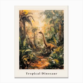 Dinosaur In A Tropical Jungle Painting Poster Canvas Print