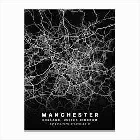 Manchester England Black Map Lienzo