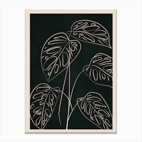Minimalist Black & White Leaves 2 Canvas Print