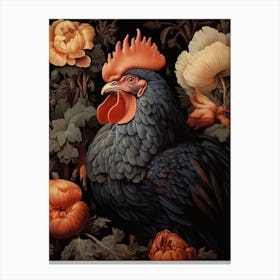 Dark And Moody Botanical Chicken 2 Canvas Print