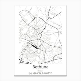 Bethune,France Minimalist Map Canvas Print