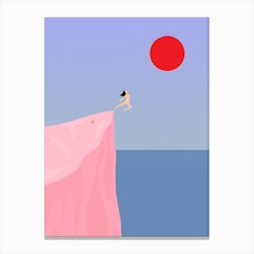 Women with sunrise Canvas Print