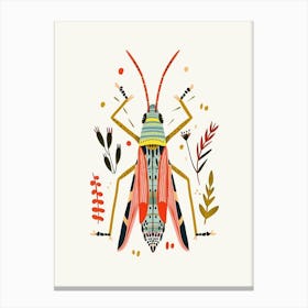Colourful Insect Illustration Grasshopper 6 Canvas Print
