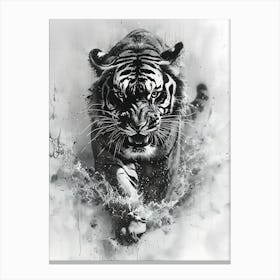 Badass Angry Tiger Ink Painting 12 Canvas Print