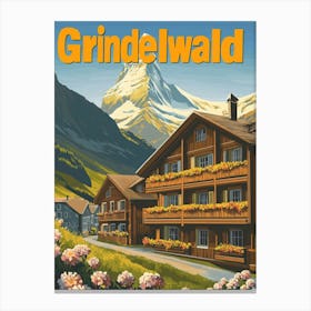 Aihrgdesign A Retro Travel Poster For Grindelwald Canvas Print