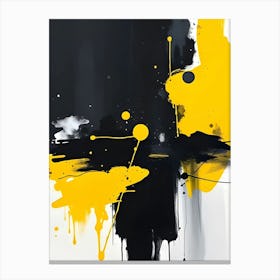 Yellow And Black Abstract Painting Canvas Print