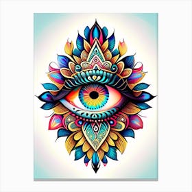 Mandala With An Eye, Symbol, Third Eye Tattoo 1 Canvas Print