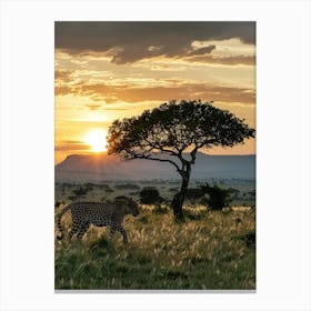 Cheetah At Sunset Canvas Print