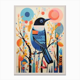 Colourful Scandi Bird Bluebird 3 Canvas Print