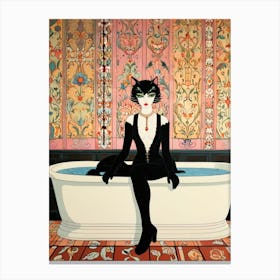 Cat In The Bath Canvas Print