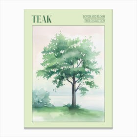 Teak Tree Atmospheric Watercolour Painting 2 Poster Canvas Print