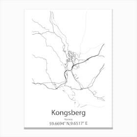 Kongsberg,Norway Minimalist Map Canvas Print