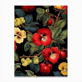 Winter Pansy 1 William Morris Style Winter Florals Canvas Print