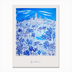 Gubbio Italy Blue Drawing Poster Canvas Print