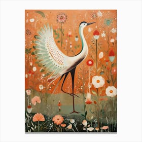 Crane 2 Detailed Bird Painting Canvas Print