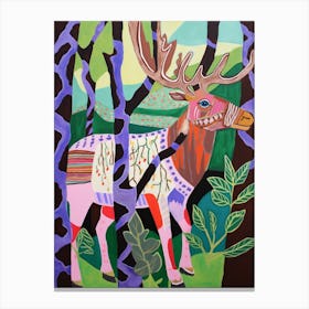 Maximalist Animal Painting Moose 3 Canvas Print