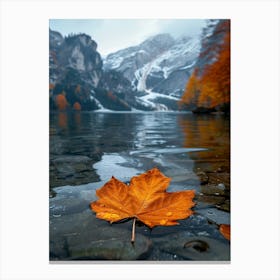 Autumn Leaves On The Lake Canvas Print