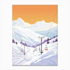 Val Thorens   France, Ski Resort Pastel Colours Illustration 1 Canvas Print