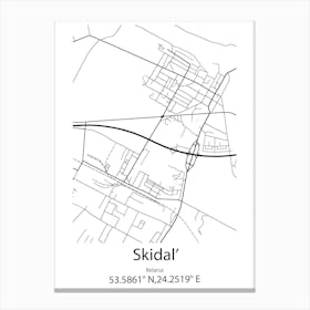 Skidal ,Belarus Minimalist Map Canvas Print