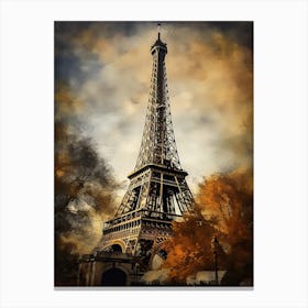 Eiffel Tower Paris France Sketch Drawing Style 6 Canvas Print
