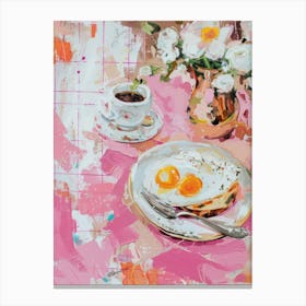 Pink Breakfast Food Eggs Benedict 3 Canvas Print