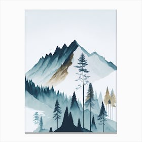 Mountain And Forest In Minimalist Watercolor Vertical Composition 294 Canvas Print