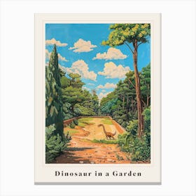 Dinosaur In A Garden Painting Poster Canvas Print