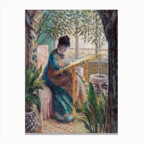 Madame Monet Embroidering 1, Claude Monet Canvas Print